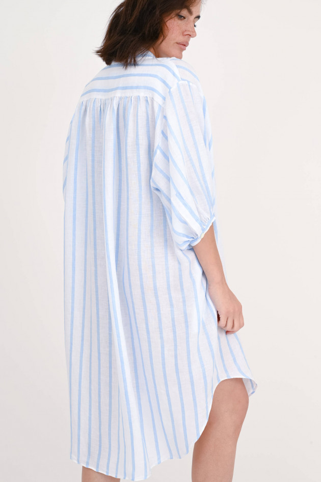 1868 Gestreiftes Leinenkleid CAROLA in Hellblau/Weiß
