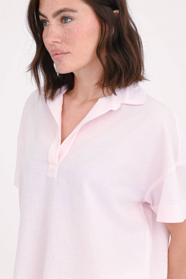 1868 Seersucker Bluse ANETTE in Weiß/Rosa