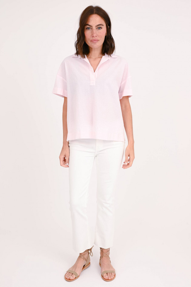 1868 Seersucker Bluse ANETTE in Weiß/Rosa