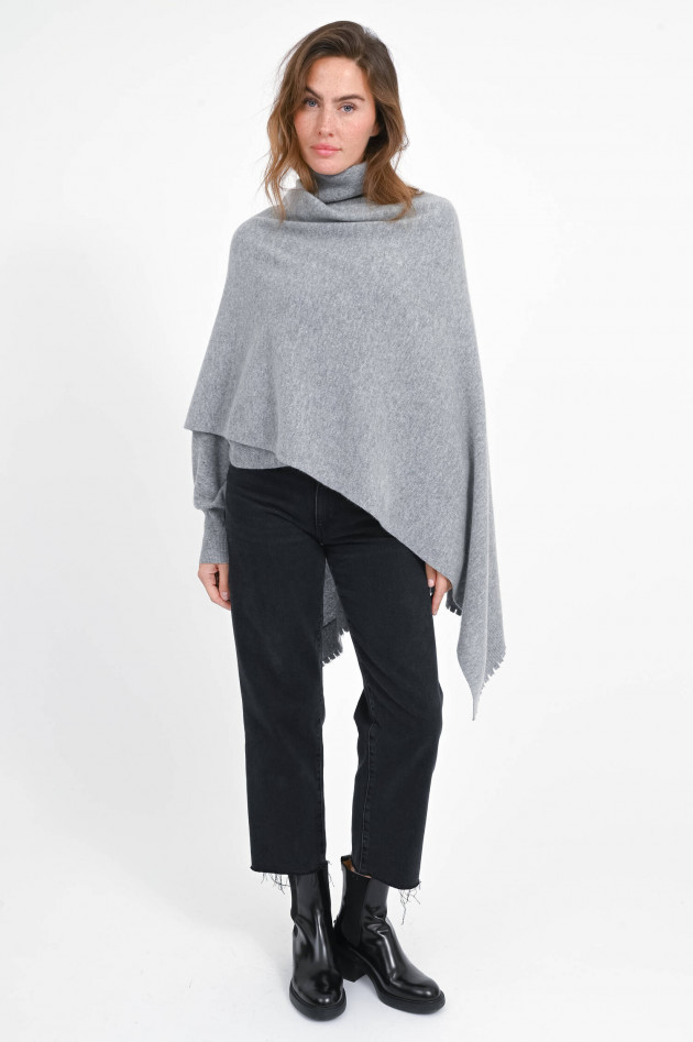 1868 Poncho aus Woll-Cashmere-Mix in Grau