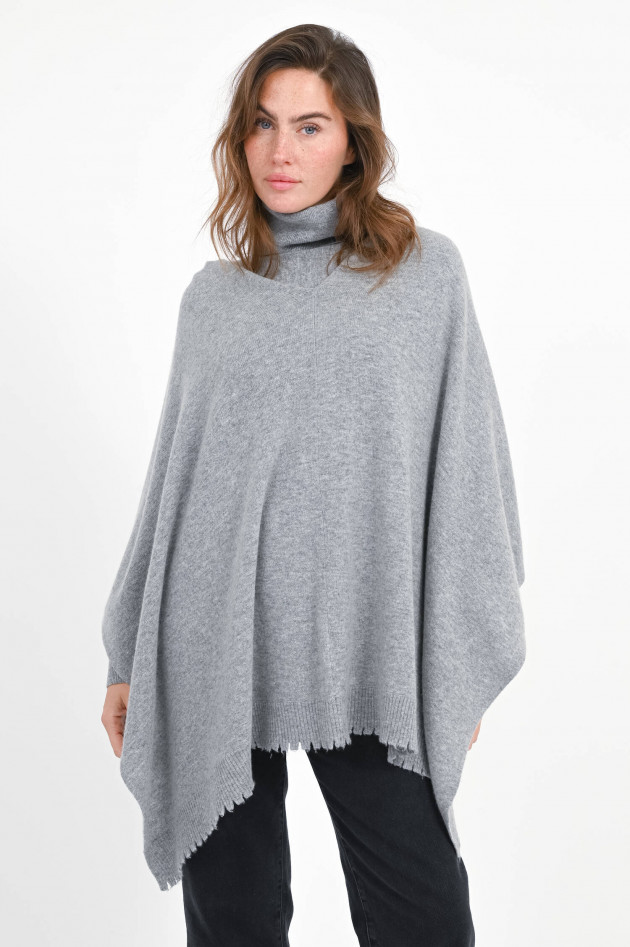 1868 Poncho aus Woll-Cashmere-Mix in Grau