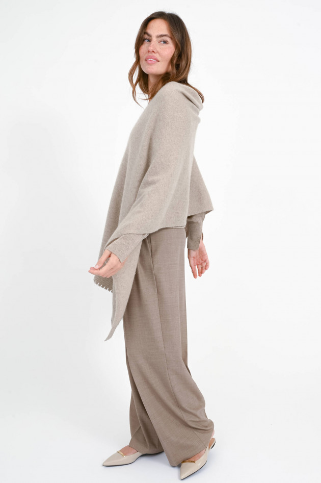 1868 Poncho aus Woll-Cashmere-Mix in Grayscale