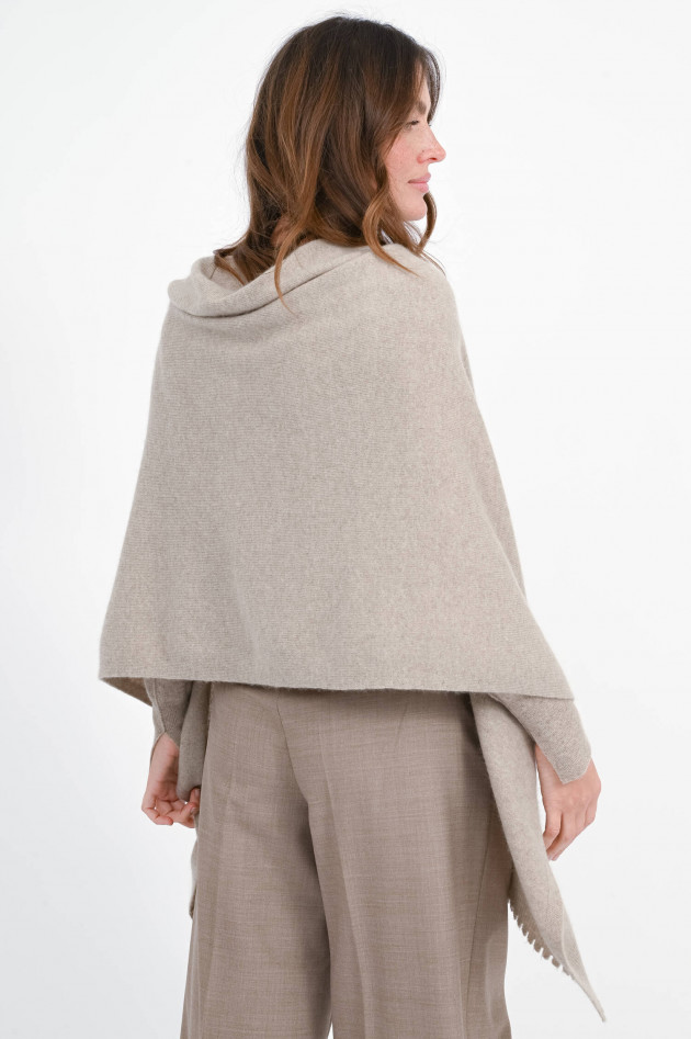 1868 Poncho aus Woll-Cashmere-Mix in Grayscale