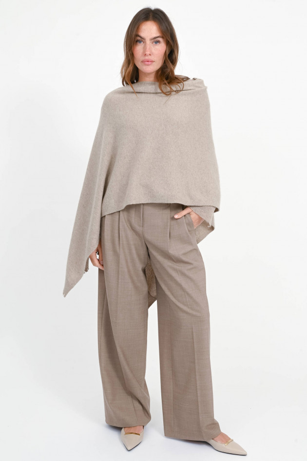 1868 Poncho aus Woll-Cashmere-Mix in Grayscale