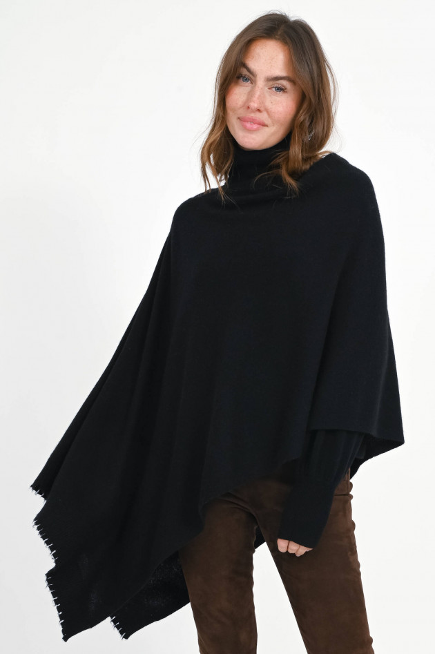 1868 Poncho aus Woll-Cashmere-Mix in Black