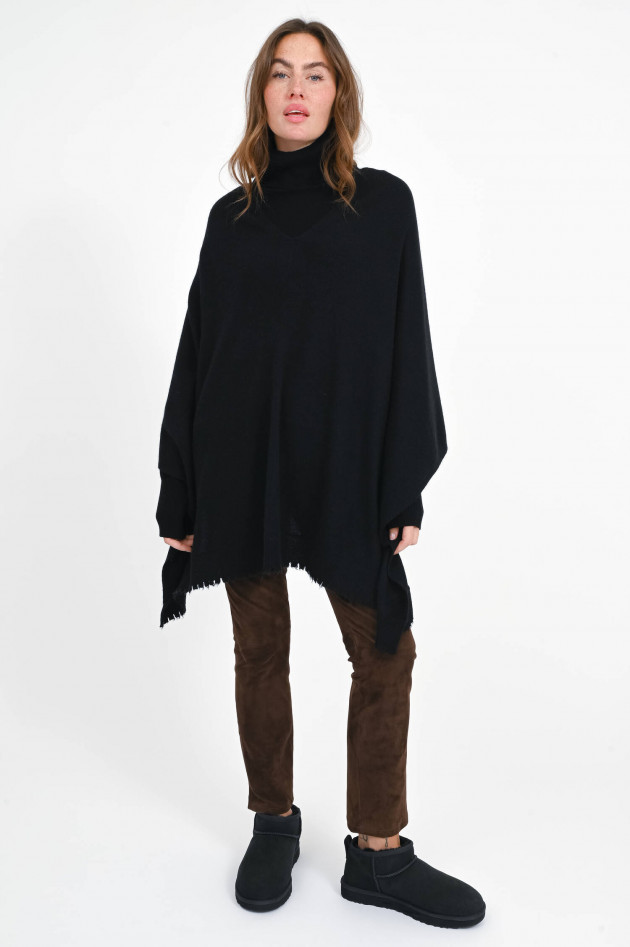 1868 Poncho aus Woll-Cashmere-Mix in Black