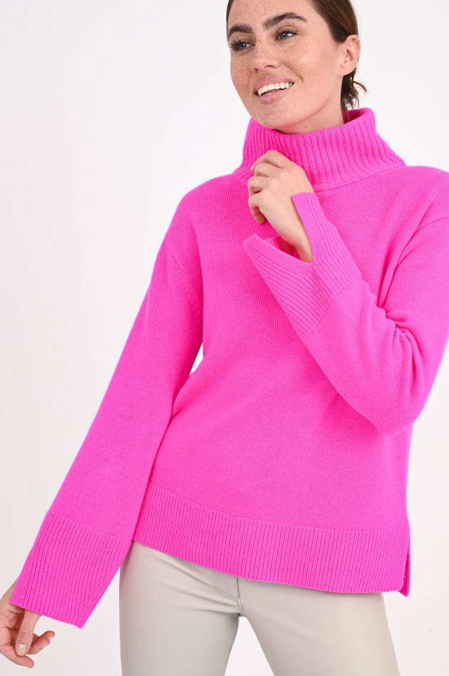 1868 Turtleneck-Pullover aus Cashmere-Mix in Neonpink