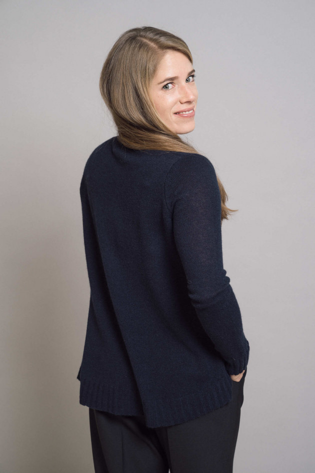 1868 Cashmere Rundhalspullover in Navy