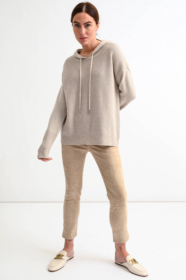 1868 Oversized Rippstrick-Hoodie in Sand