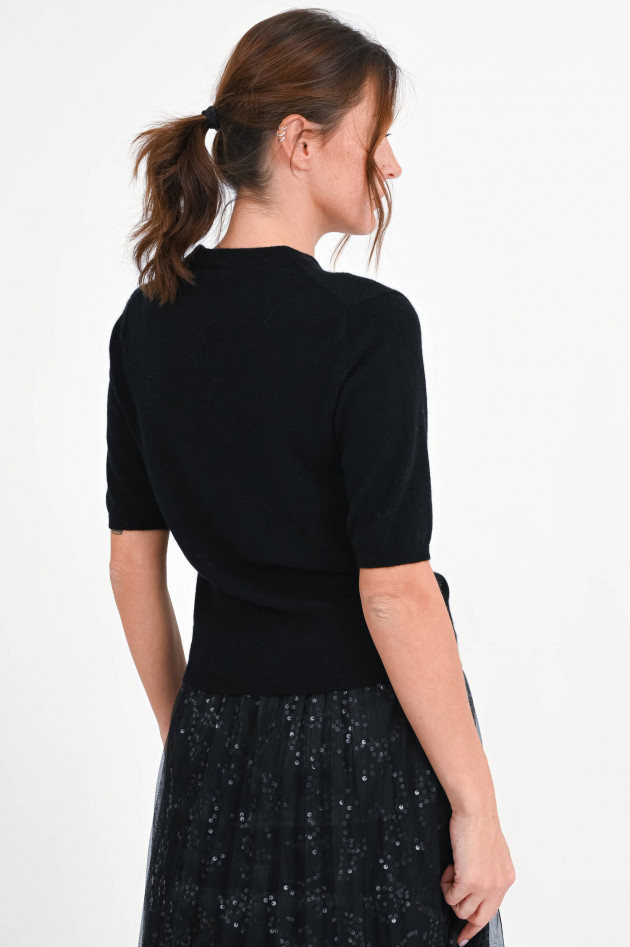 1868 Kurzarm-Cashmere-Pullover in Schwarz