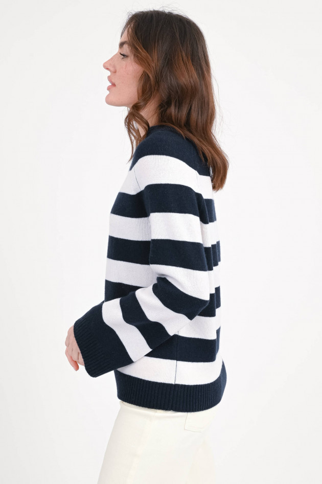 1868 Pullover aus Woll-Cash-Mix in Navy/Weiß gestreift