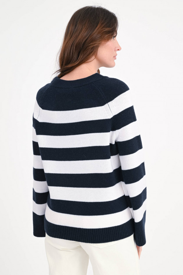1868 Pullover aus Woll-Cash-Mix in Navy/Weiß gestreift