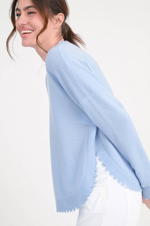 1868 Strickpullover mit Mäusekante in Azzuro