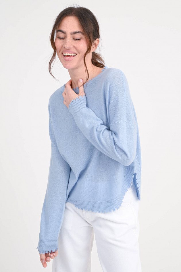 1868 Strickpullover mit Mäusekante in Azzuro