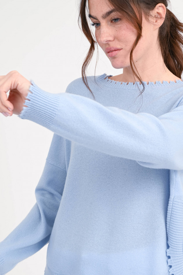 1868 Strickpullover mit Mäusekante in Azzuro