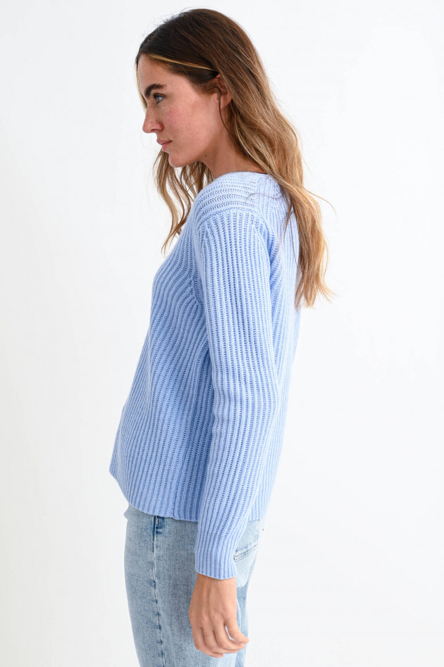 1868 V-Neck Pullover aus Kaschmir-Mix in Himmelblau