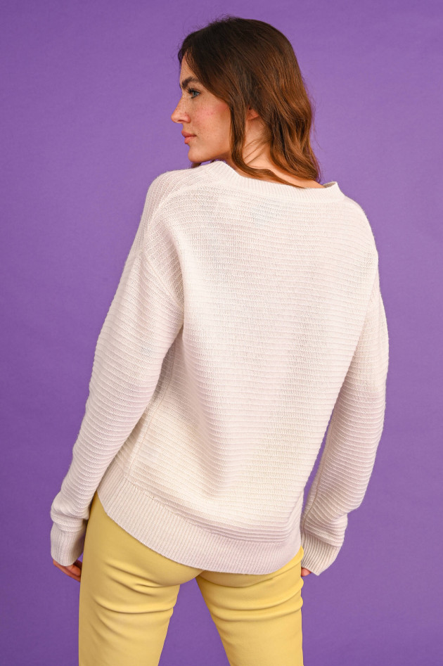 1868 Cashmere-Mix-Pullover mit Querstrick in Vanille