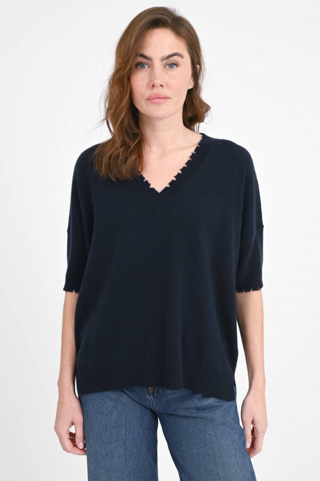 1868 Strickpullover mit Details am Saum in Hellblau