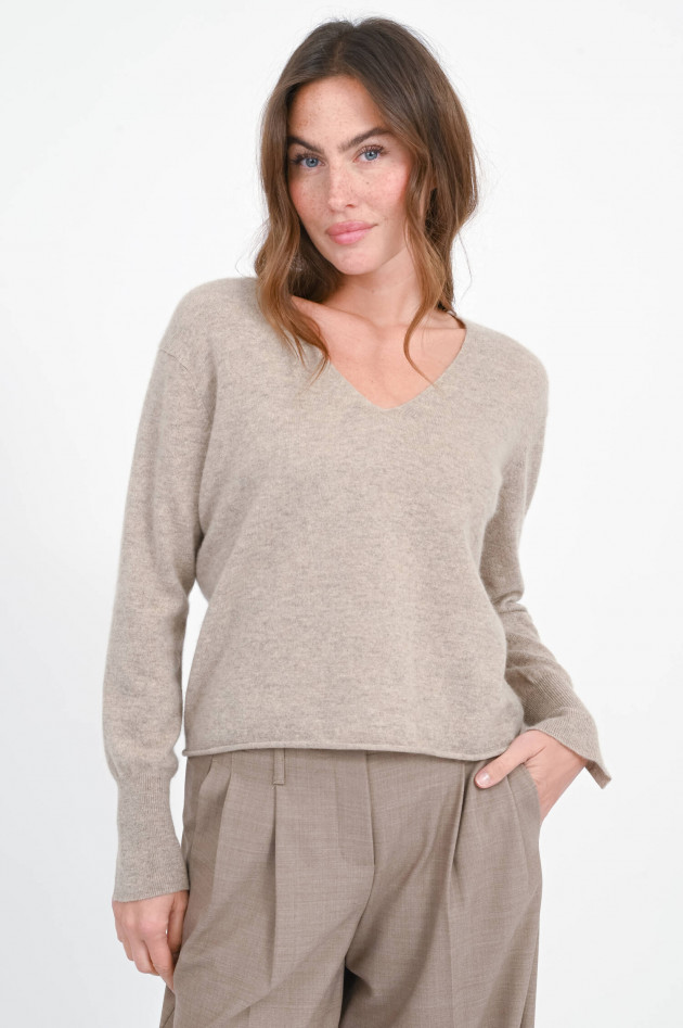 1868 Cashmere-Pullover mit V-Neck in Grayscale