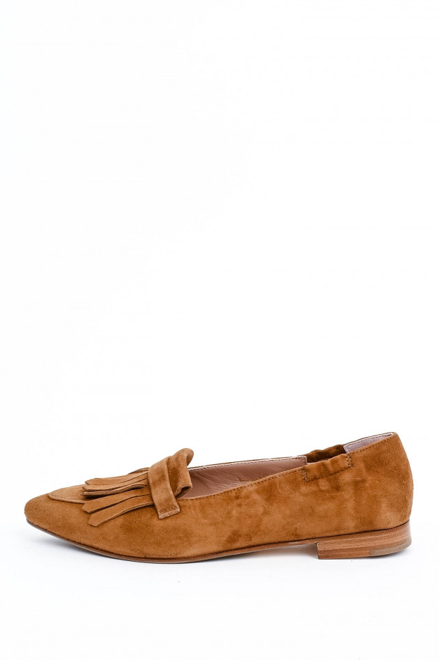 1868 Spitzer Veloursleder-Loafer in Cognac