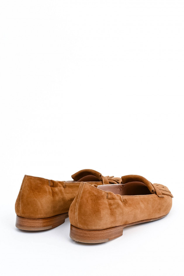 1868 Spitzer Veloursleder-Loafer in Cognac