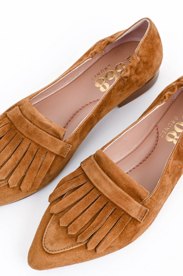 1868 Spitzer Veloursleder-Loafer in Cognac