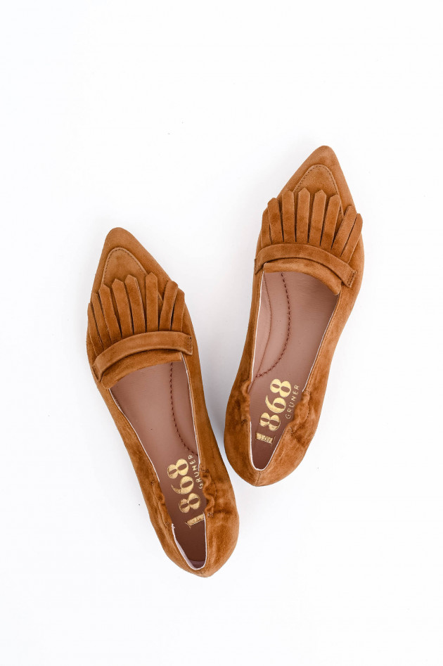 1868 Spitzer Veloursleder-Loafer in Cognac