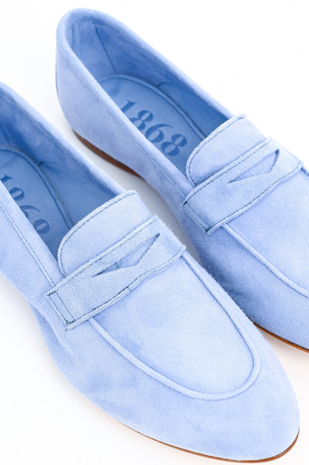 1868 Loafer aus Veloursleder in Hellblau