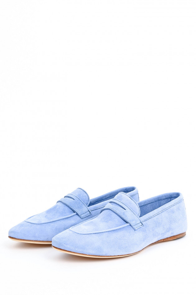 1868 Loafer aus Veloursleder in Hellblau