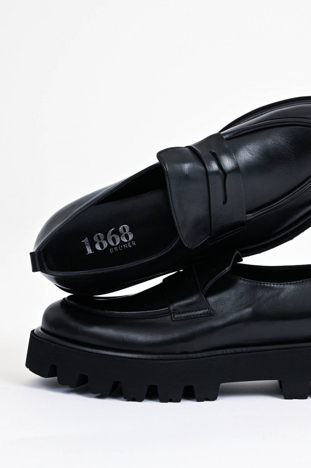 1868 Plateau-Loafer aus Leder in Schwarz