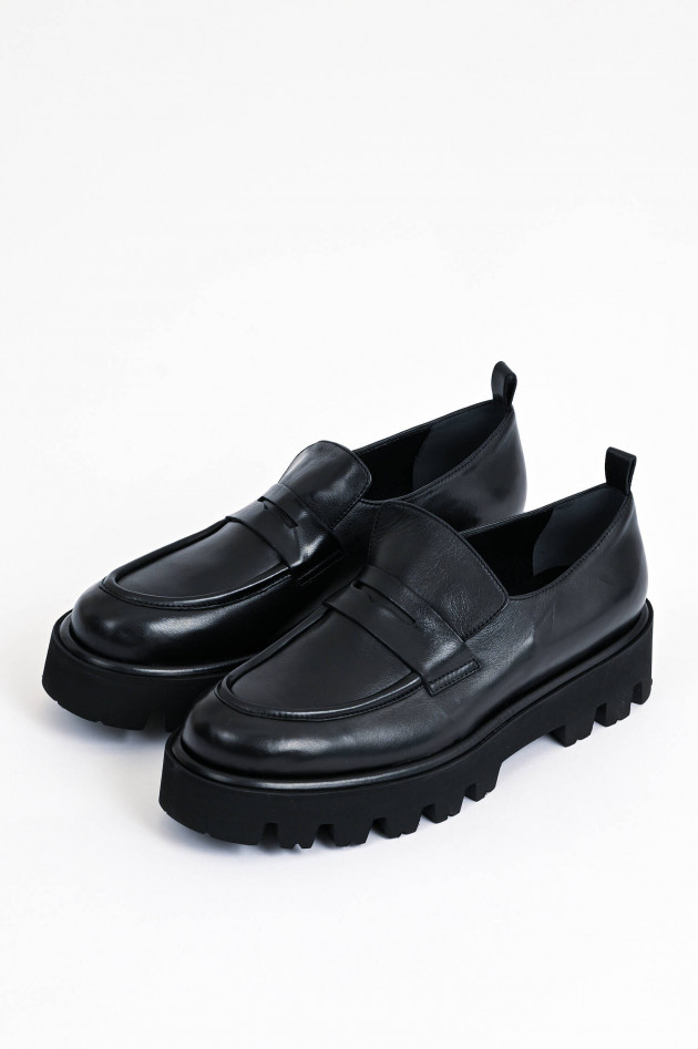 1868 Plateau-Loafer aus Leder in Schwarz