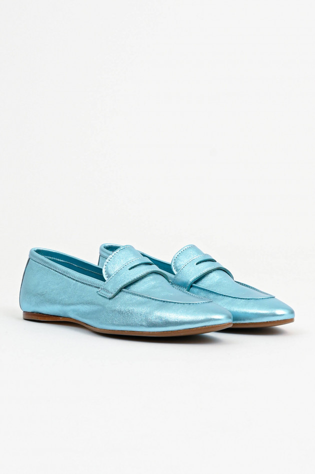 1868 Leder-Loafer in Hellblau Metallic