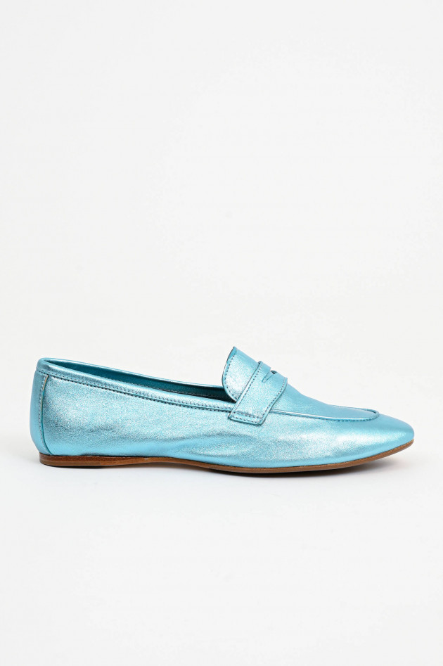 1868 Leder-Loafer in Hellblau Metallic