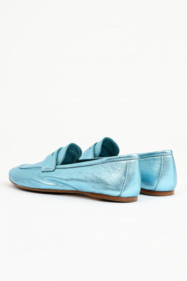 1868 Leder-Loafer in Hellblau Metallic