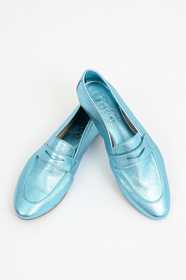 1868 Leder-Loafer in Hellblau Metallic