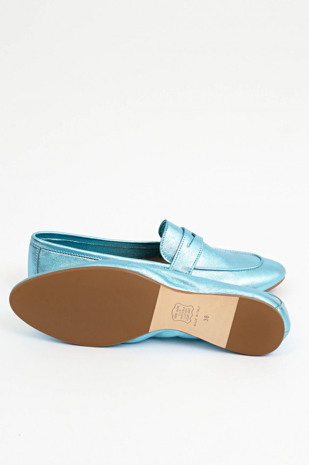 1868 Leder-Loafer in Hellblau Metallic