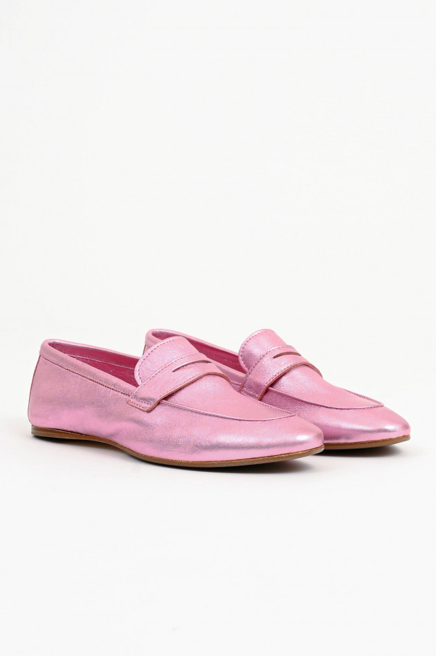 1868 Leder-Loafer in Rosa Metallic