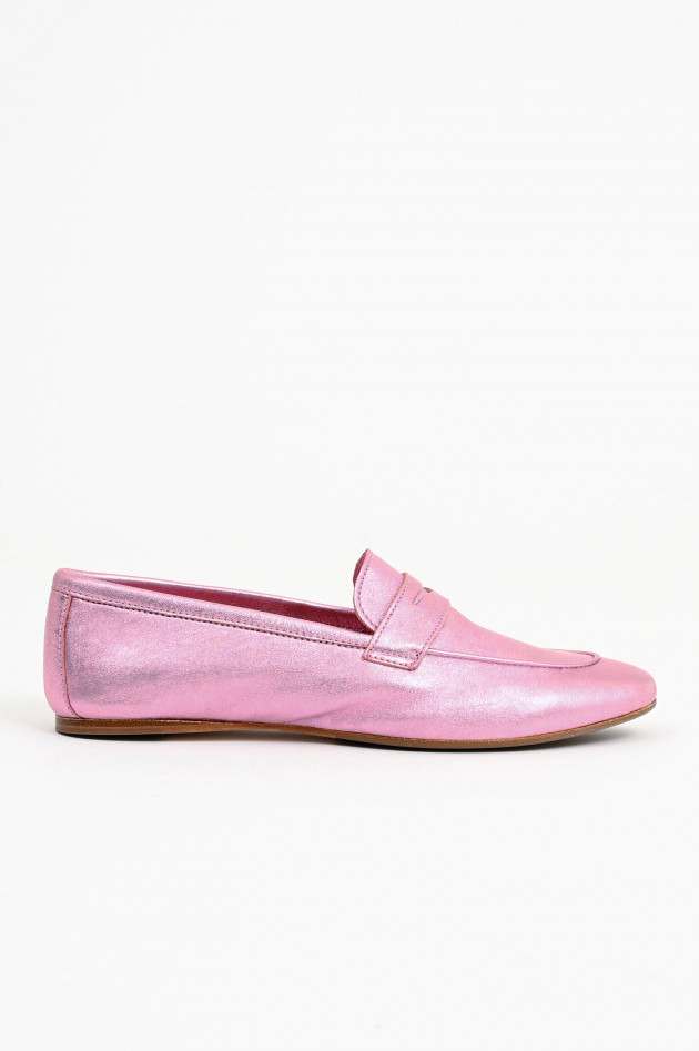 1868 Leder-Loafer in Rosa Metallic