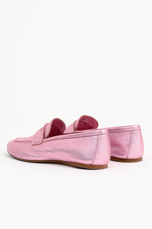 1868 Leder-Loafer in Rosa Metallic