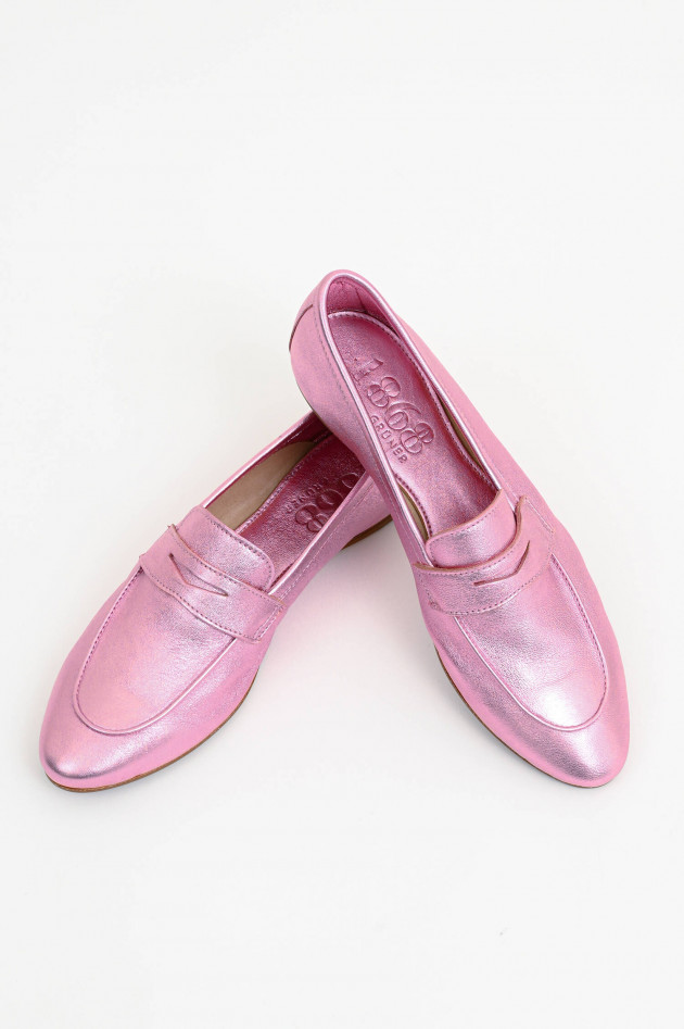 1868 Leder-Loafer in Rosa Metallic