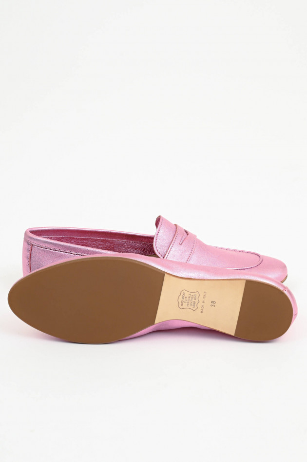 1868 Leder-Loafer in Rosa Metallic