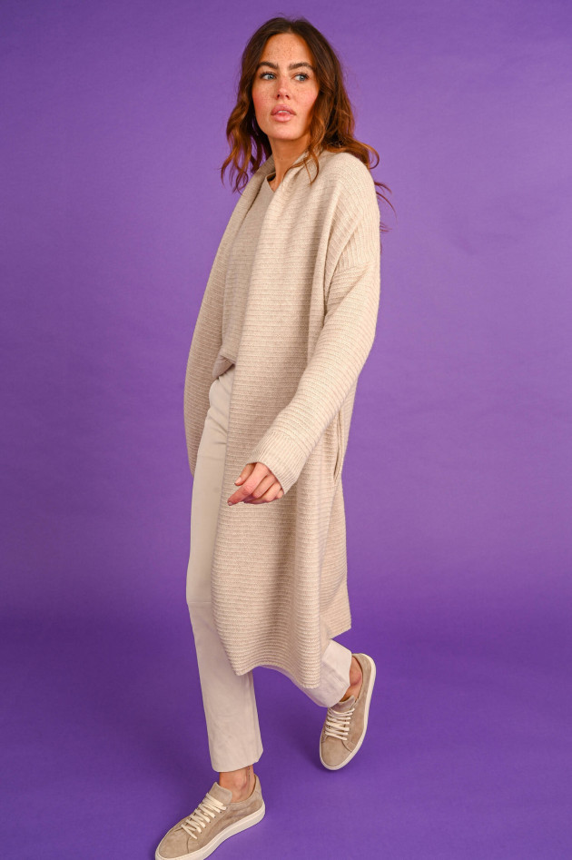 1868 Cashmere-Mix-Cardigan mit Querstrick in Sand