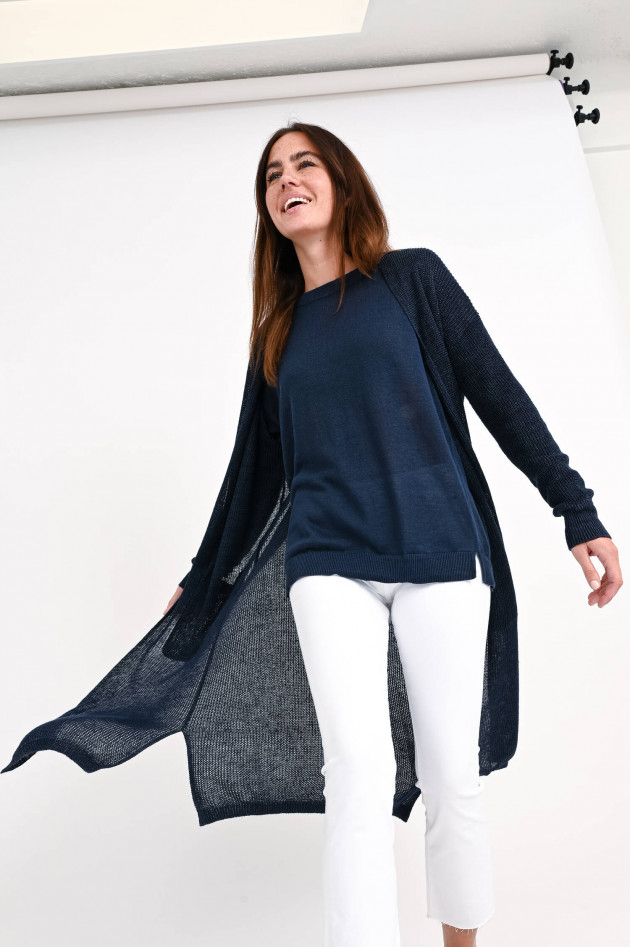 1868 Strick-Cardigan aus Leinen in Midnight