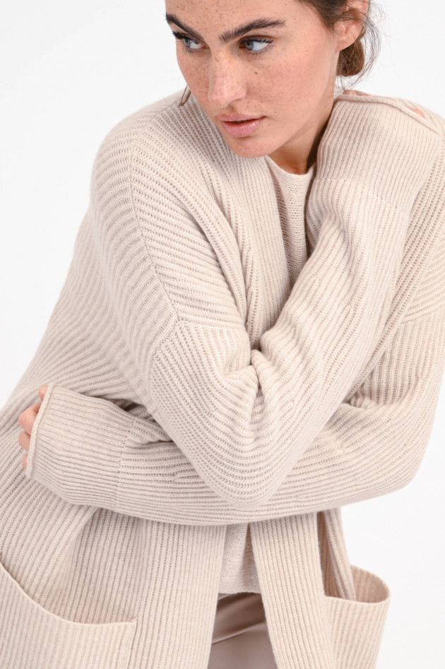 1868 Rippstrick-Cardigan aus Cashmere-Mix in Sand