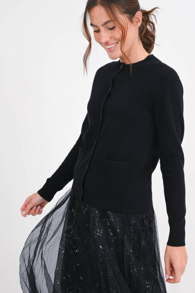 1868 Strickjacke aus Cashmere in Schwarz