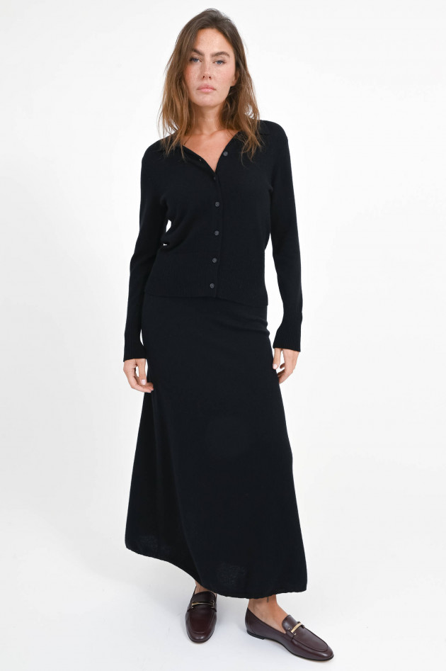 1868 Cashmere-Jacke mit Polokragen in Schwarz