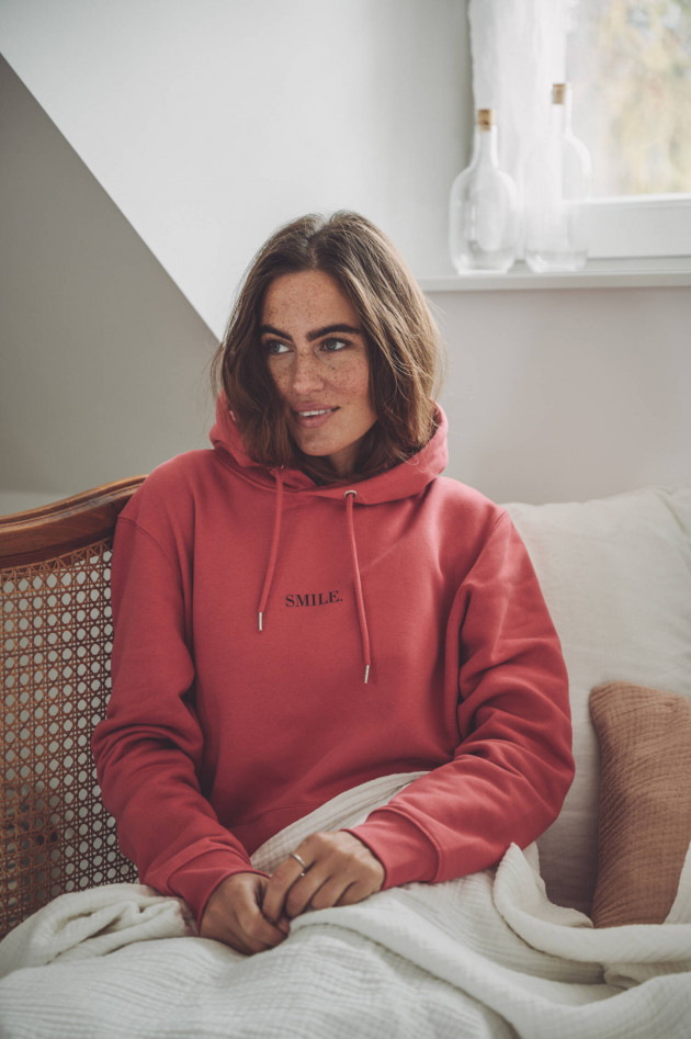 1868 Hoodie SMILE in Korallrot