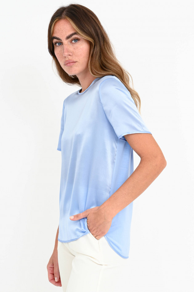 1868 Kurzarm-Shirt aus Seiden-Mix in Hellblau