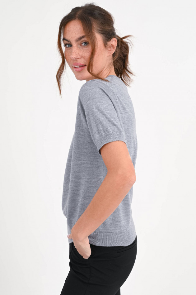 1868 Kurzarm-Woll-Mix-Pullover in Grau