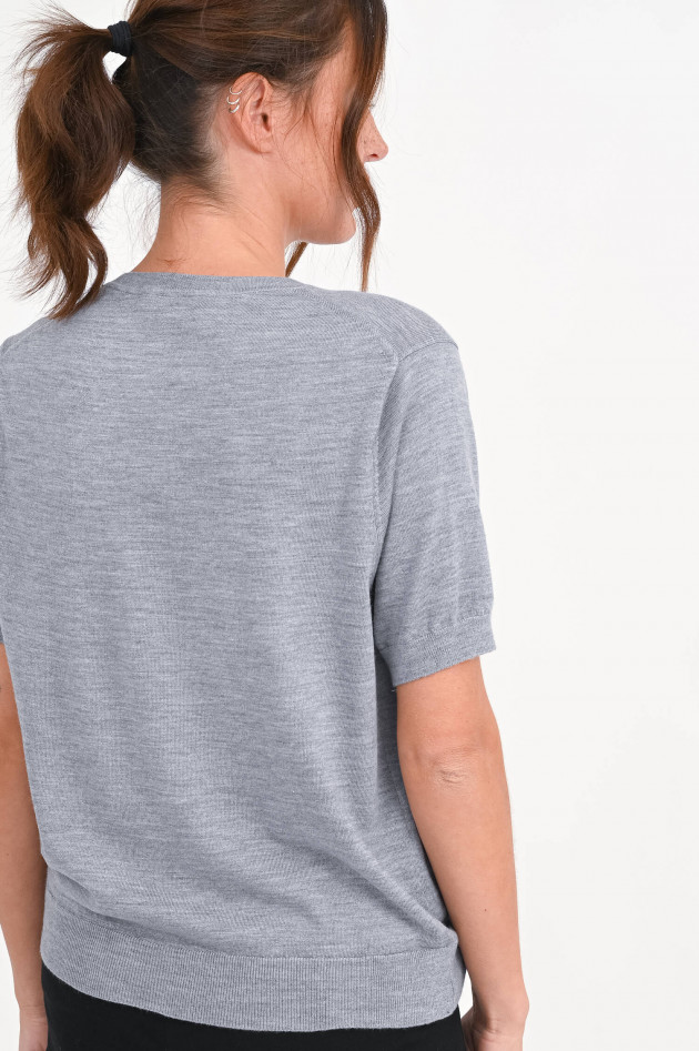 1868 Kurzarm-Woll-Mix-Pullover in Grau